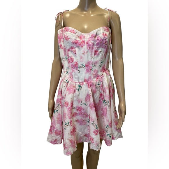 Bardot Elsie Corset Floral Pink and White Mini Dress size XXL (12) - Picture 3 of 7